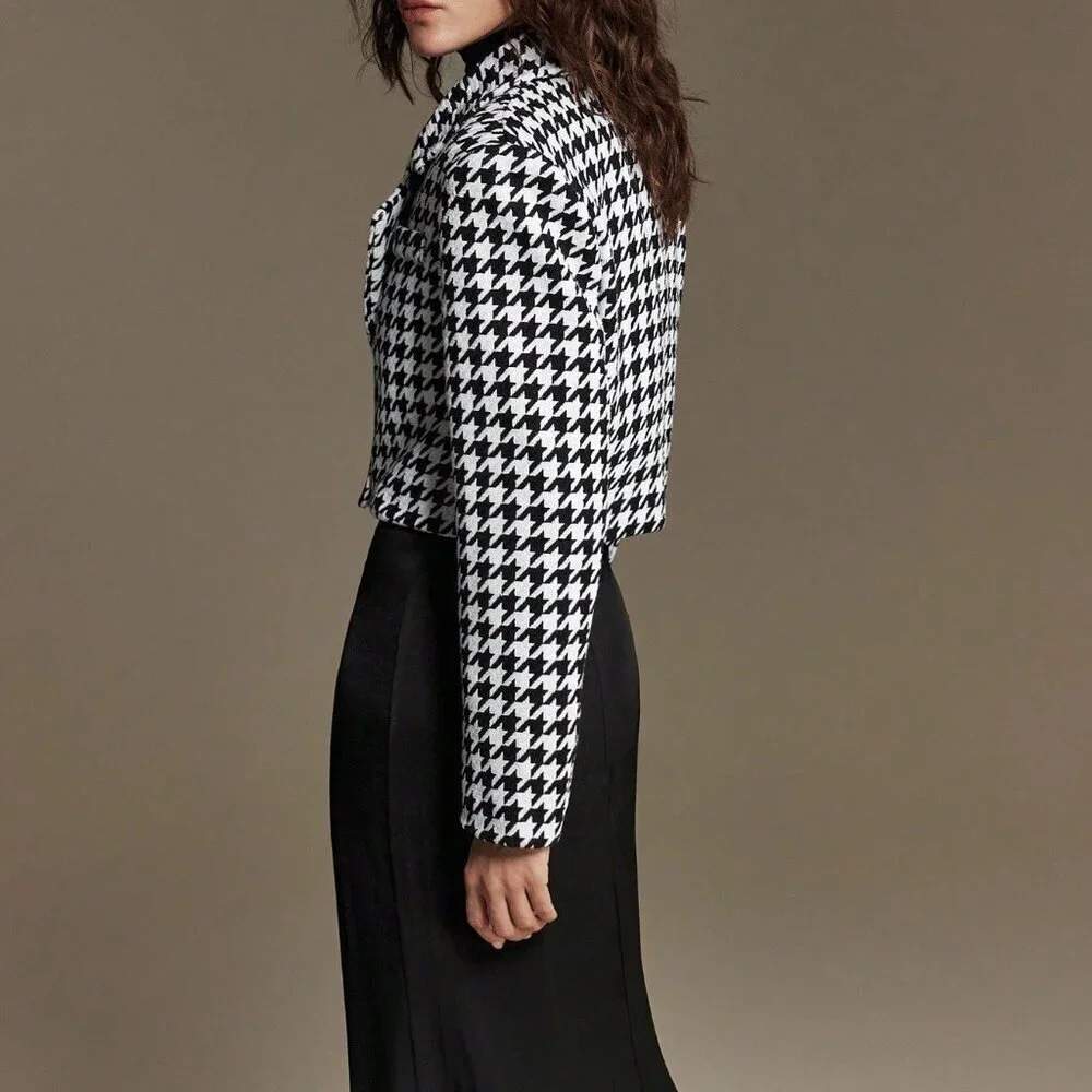 Black And White Elegant Women's Blazer Jacket